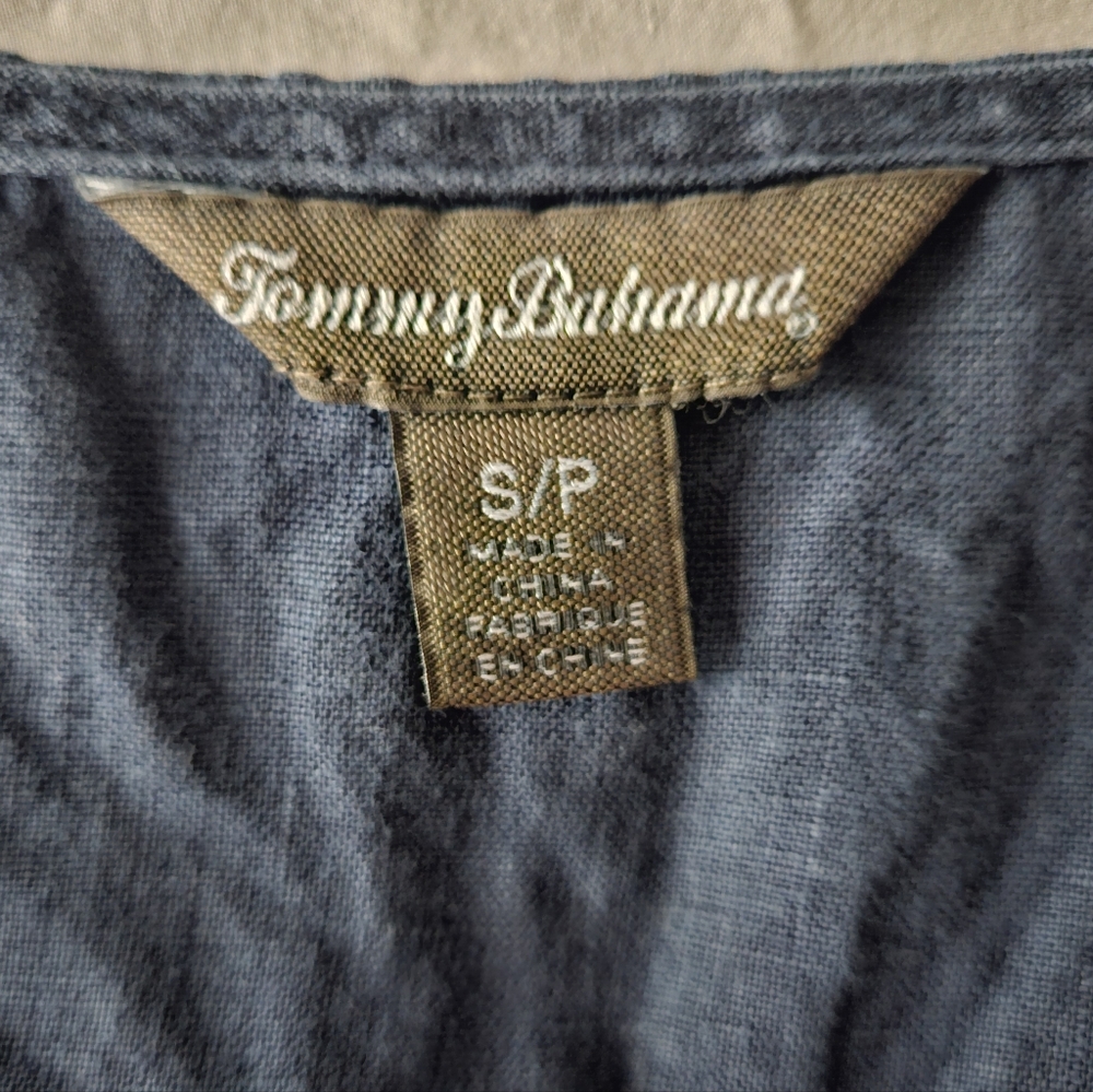 TOMMY BAHAMA Navy Linen Ruffle Hem Dress | SZ SP - Picture 8 of 11